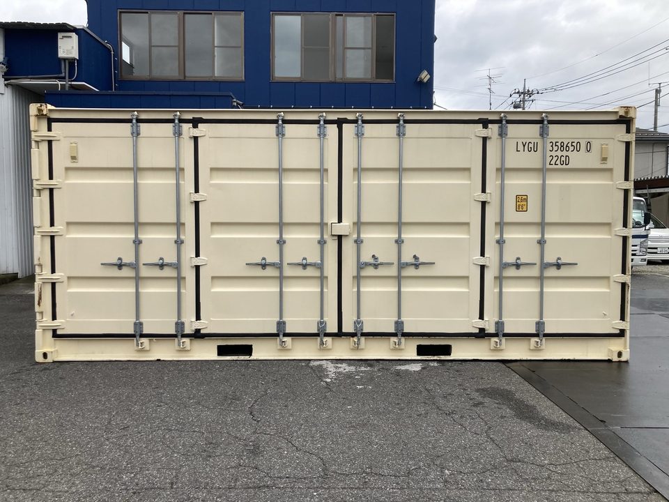 中古20フィートサイドオープン クリーム色の写真 3枚目（全3枚）